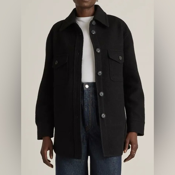 Quince Jackets & Blazers - Quince NWT 100% Merino Wool Long Shirt Jacket Size: Large Color: Black
